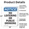 Signmission No Loitering Or Public Drinking OSHA Notice Sign, Plastic, 18in W x 24in L, 2PK OS-2PACK-NS-P-1824-V-14699 - alternate 5